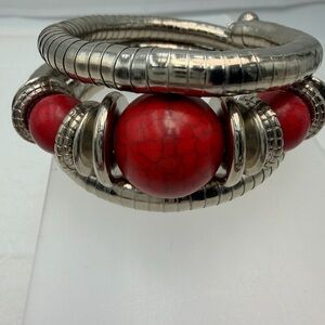 Boho Wrap Bracelet in Silvers and Stone